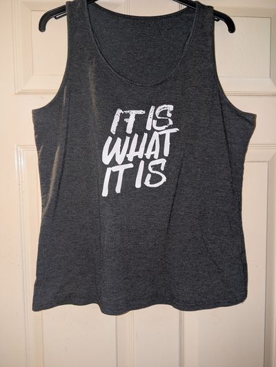 Dark Gray Sleeveless Tank Top With Text Print