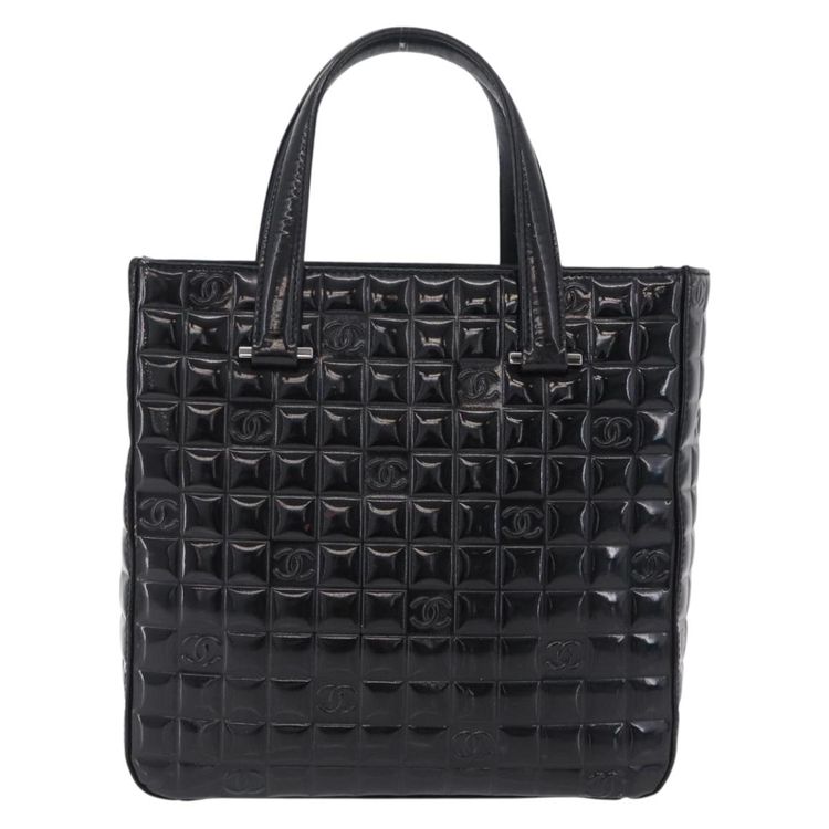 CHANEL Patent leather Hand Bag Leather Black Silver CC Auth mr3124 - Jerrillo image 3