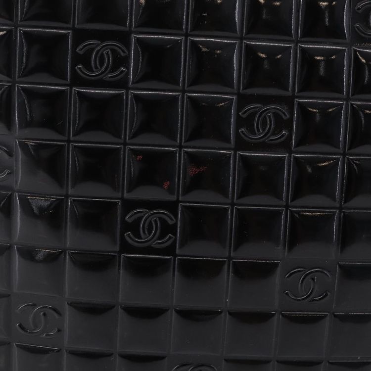 CHANEL Patent leather Hand Bag Leather Black Silver CC Auth mr3124 - Jerrillo image 4