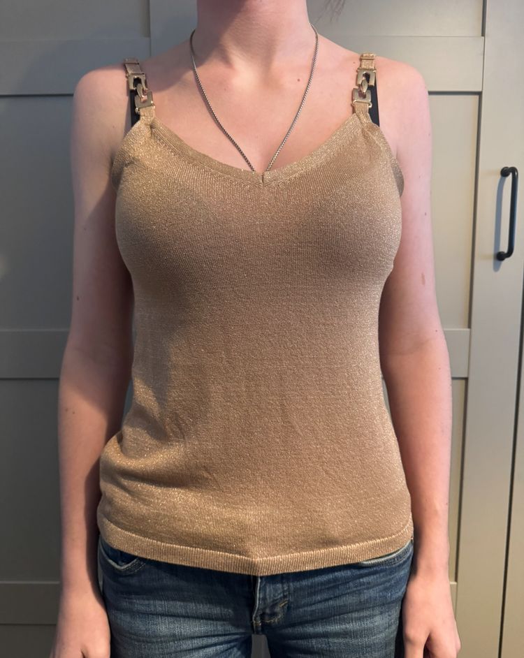 Morgan de toi Beige Sleeveless Top