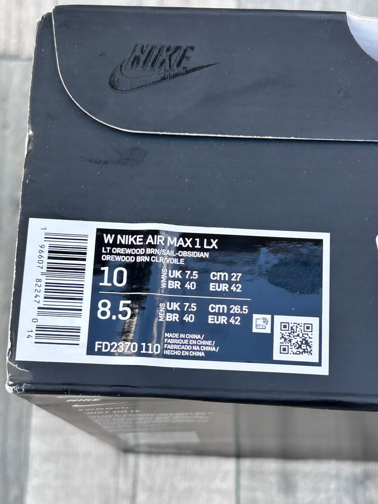 Nike Air Max 1 LX Trainers - ‘Light Orewood Sail Obsidian’ - Size UK 7.5 - (2023) 10
