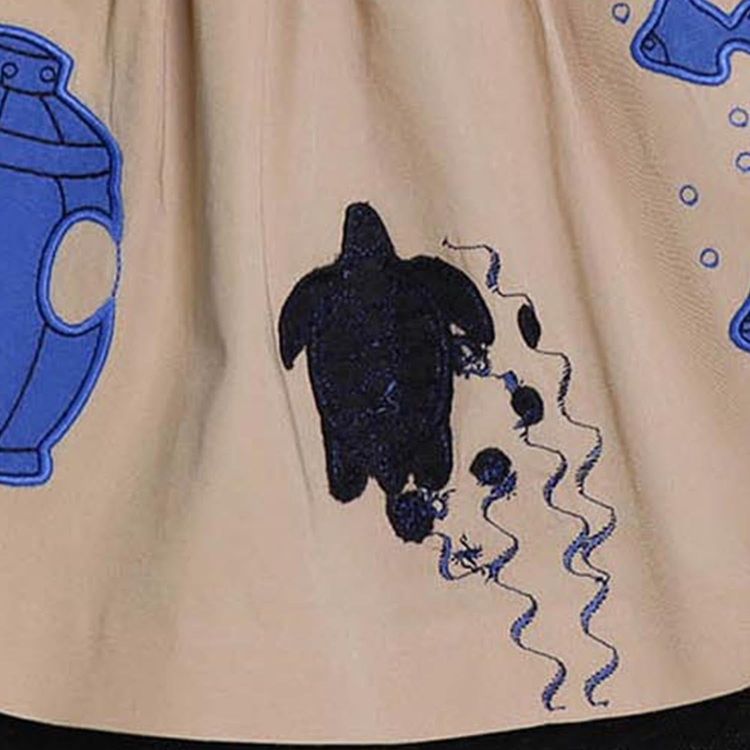 MAGIC MENDING PRELOVED Beige Cotton Skirt with Submarine, 4 years image 4