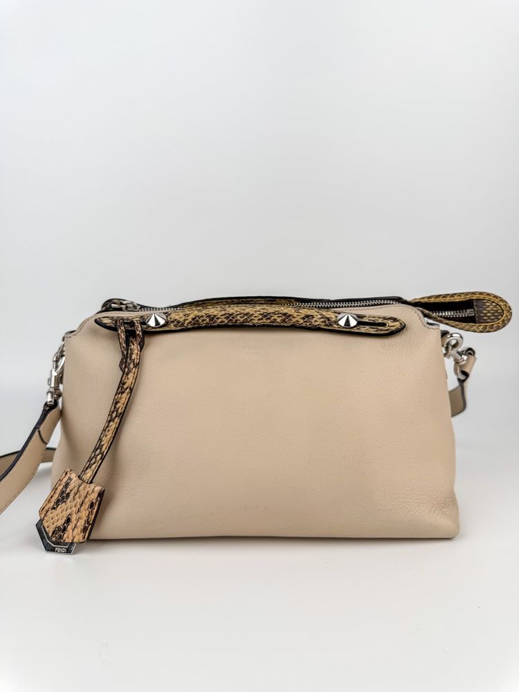 Fendi Fendi Beige Leather Handbag With Snake Print Accents product image