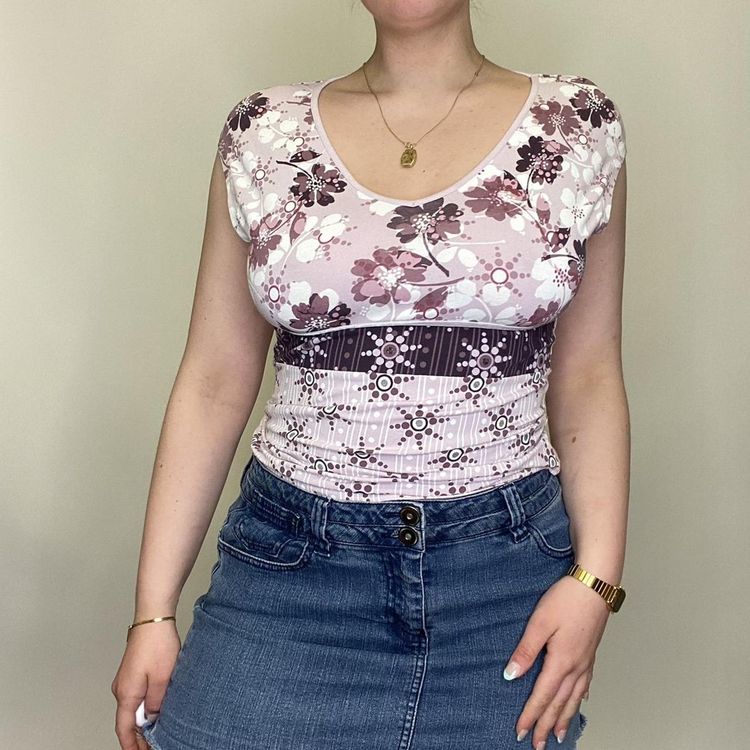 90s 00s Next purple floral print t-shirt   image 2