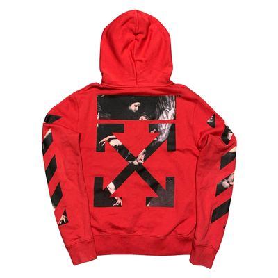 Off White Small Caravaggio Arrows Red Hoodie Virgil Abloh