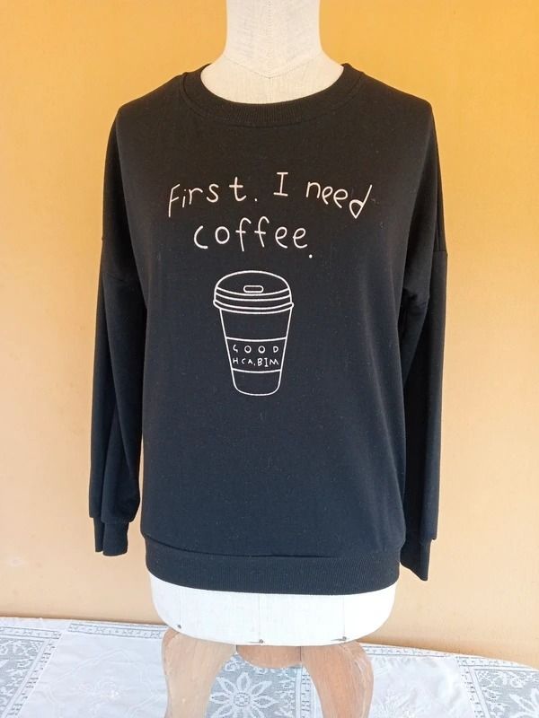 Black Sweatshirt With Coffee Print image 1
