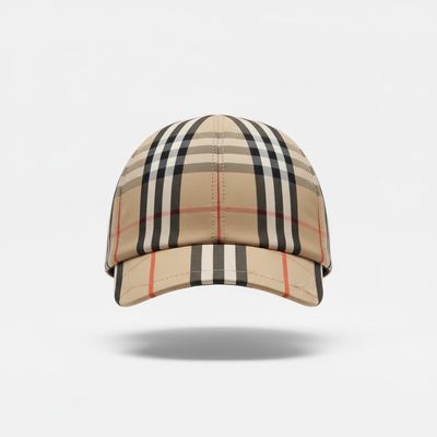 Beige Checkered Baseball Cap RRP £185