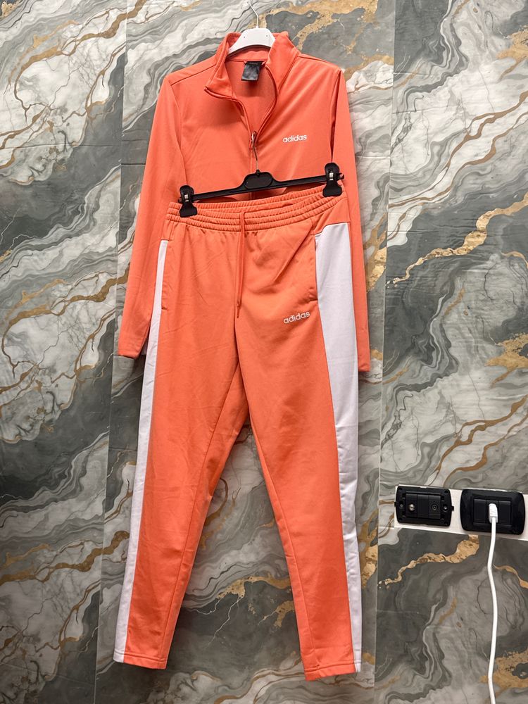 Adidas Orange And White Tracksuit Set