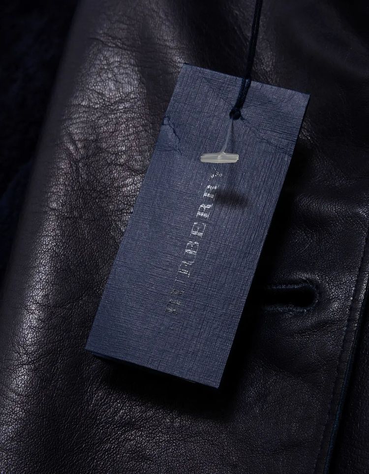 Burberry Prorsum Sangria Mens Double Breasted Leather Peacoat obraz 10