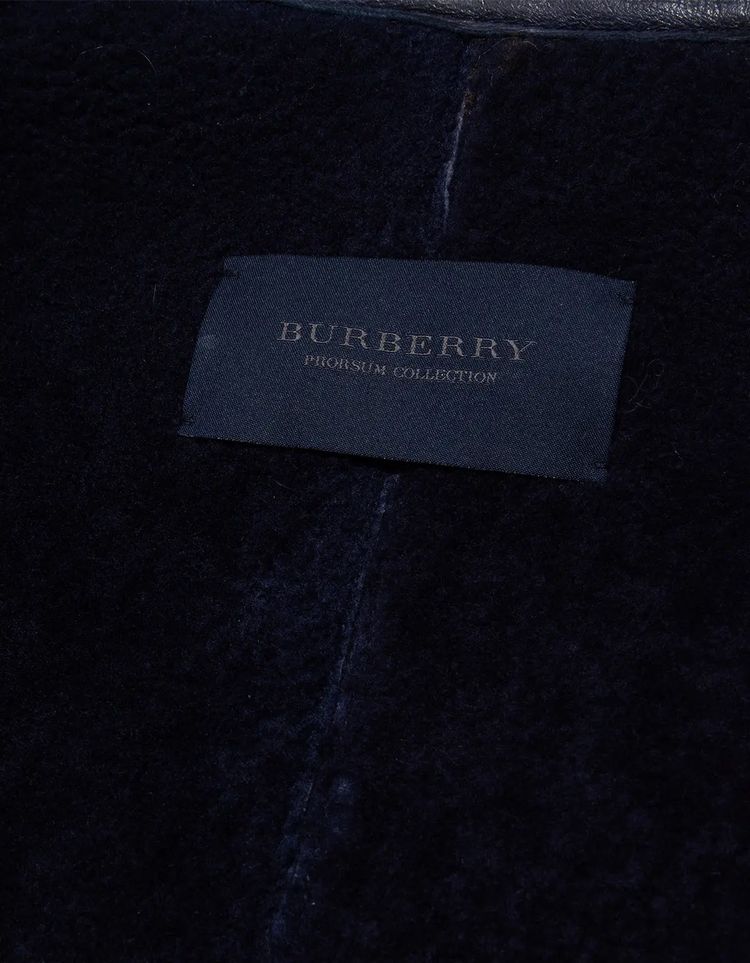 Burberry Prorsum Sangria Mens Double Breasted Leather Peacoat obraz 12