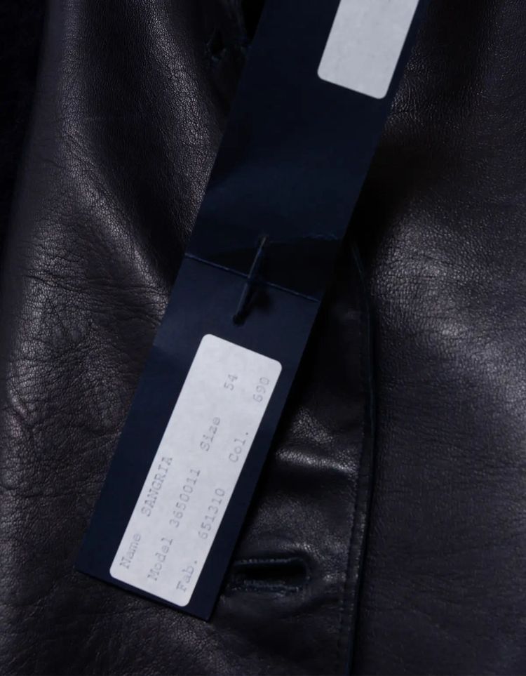 Burberry Prorsum Sangria Mens Double Breasted Leather Peacoat obraz 7