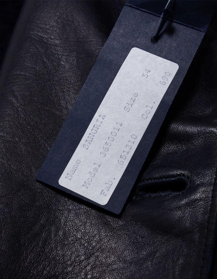 Burberry Prorsum Sangria Mens Double Breasted Leather Peacoat obraz 5