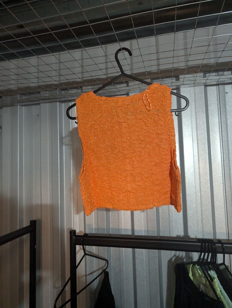 Orange Textured Sleeveless Top image 2