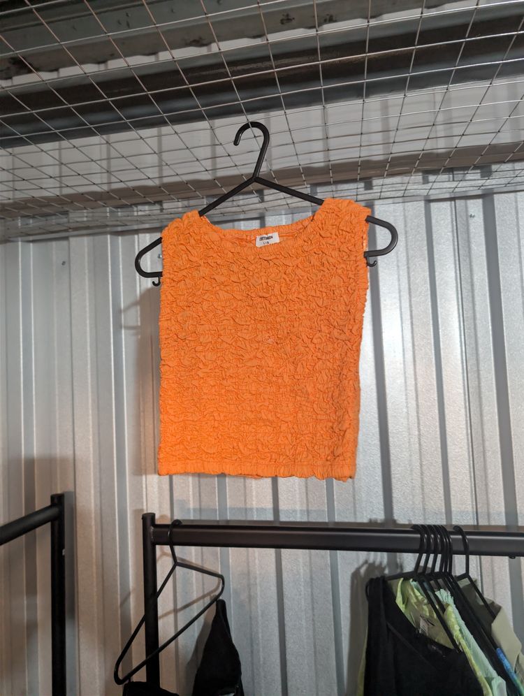 Orange Textured Sleeveless Top image 3