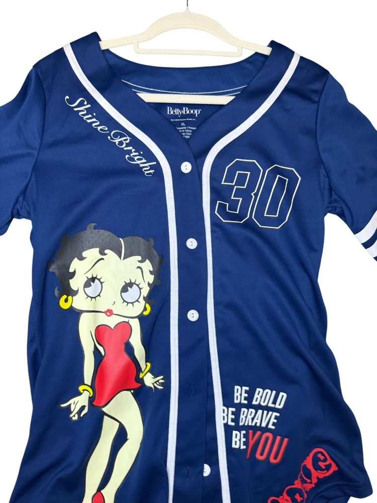 Betty Boop blue baseball jersey shirt