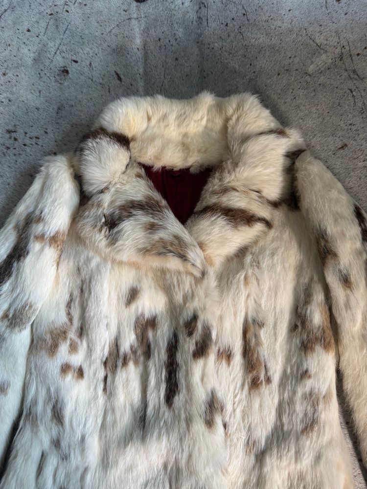 White And Brown Spotted Fur Coat Rabbit Fur  imagen 2