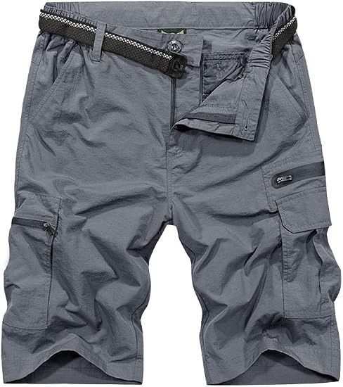 Grey Cargo Shorts With Belt