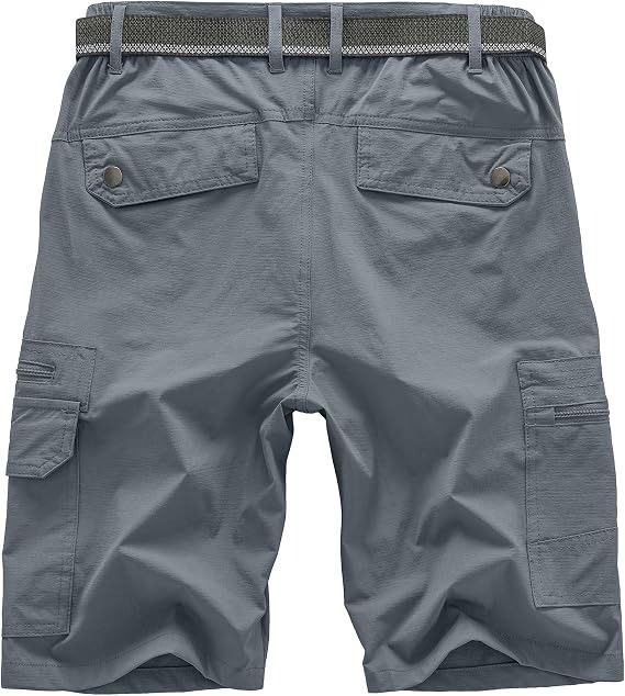 Grey Cargo Shorts With Belt 2