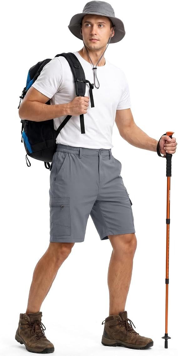 Grey Cargo Shorts With Belt 3