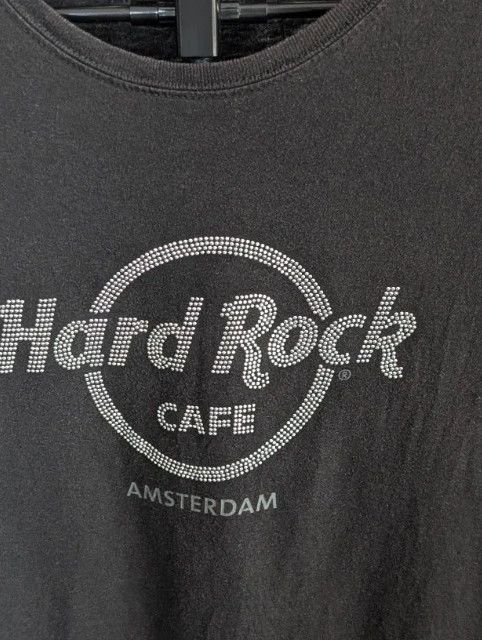 Immagine di Hard Rock Cafe T-Shirt Black Large L Amsterdam Rhinestone Logo Graphic Top 8