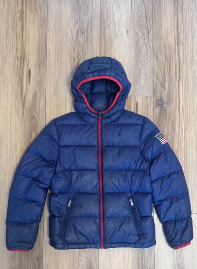 Blue Puffer Jacket With Hood