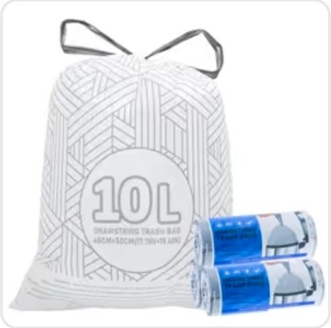 Small Bin Bags 10L Drawstring Bin Liners 90 White Waste Rubbish Bags Thick, Pre-separated, Strong for Bathroom, Office, Bedroom