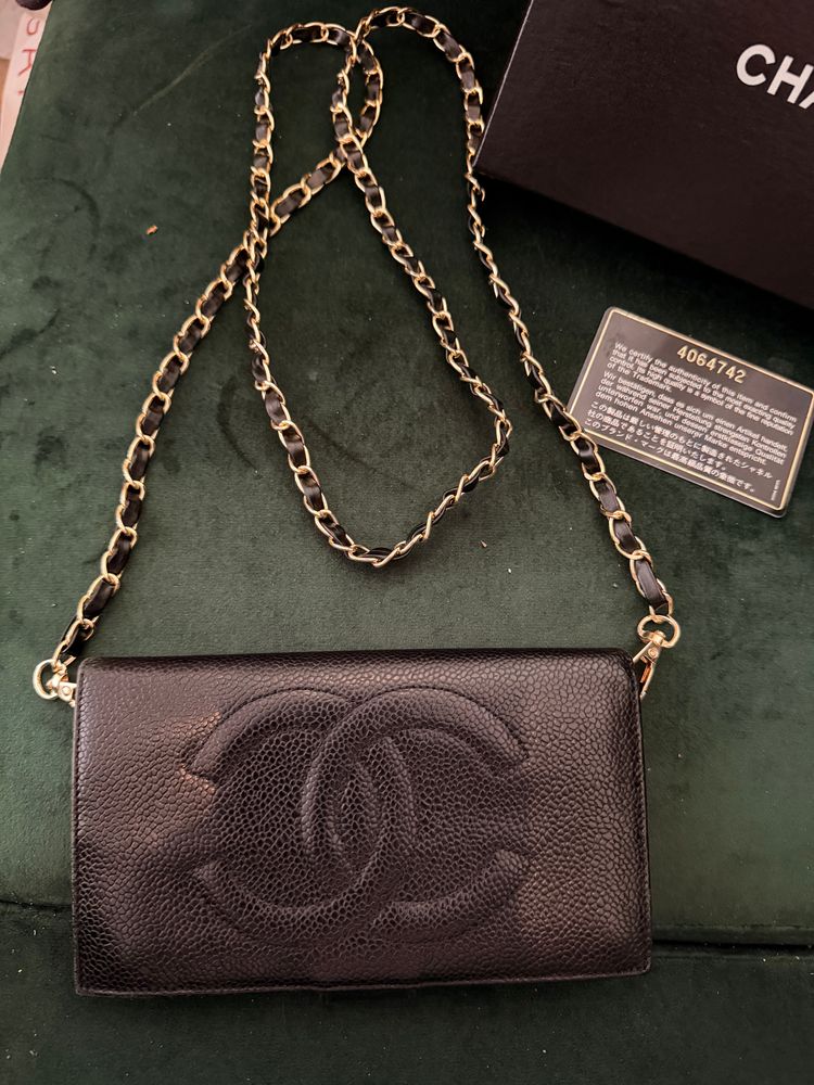 Chanel Black Leather Wallet On Chain BNWT  image 3