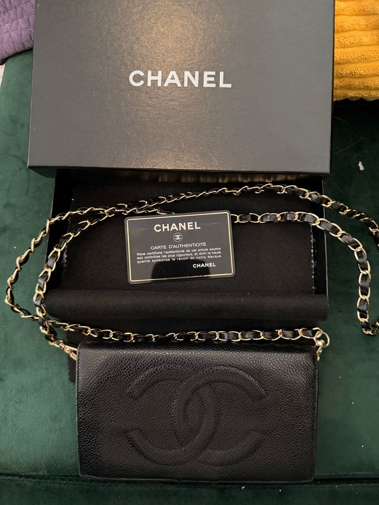 Chanel Black Leather Wallet On Chain BNWT 
