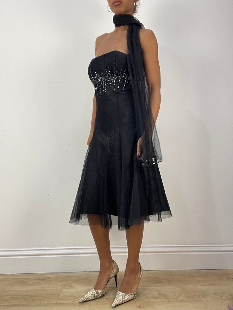 vintage edit thirty-six | small black bandeau midi dress image 2