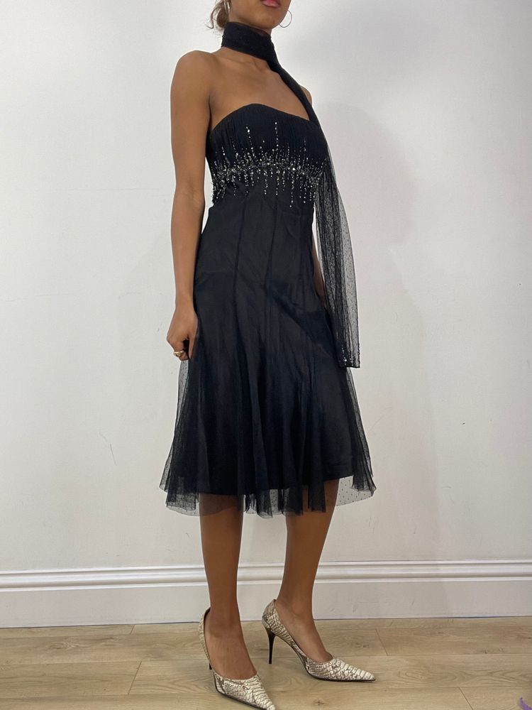 vintage edit thirty-six | small black bandeau midi dress image 5