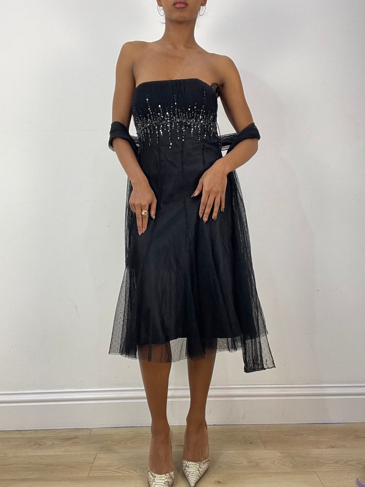 vintage edit thirty-six | small black bandeau midi dress image 3