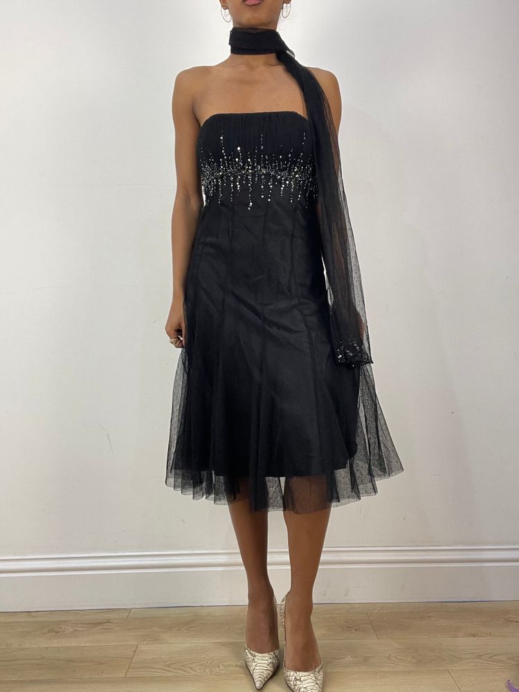 vintage edit thirty-six | small black bandeau midi dress image 1