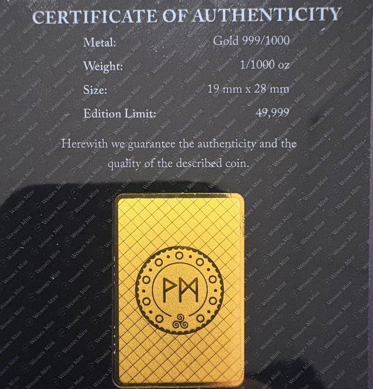 Other 1x Wessex Mint Fine Gold Bar 1/1000Th Oz product image
