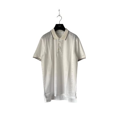Givenchy White Striped Trim All Over Logo Polo