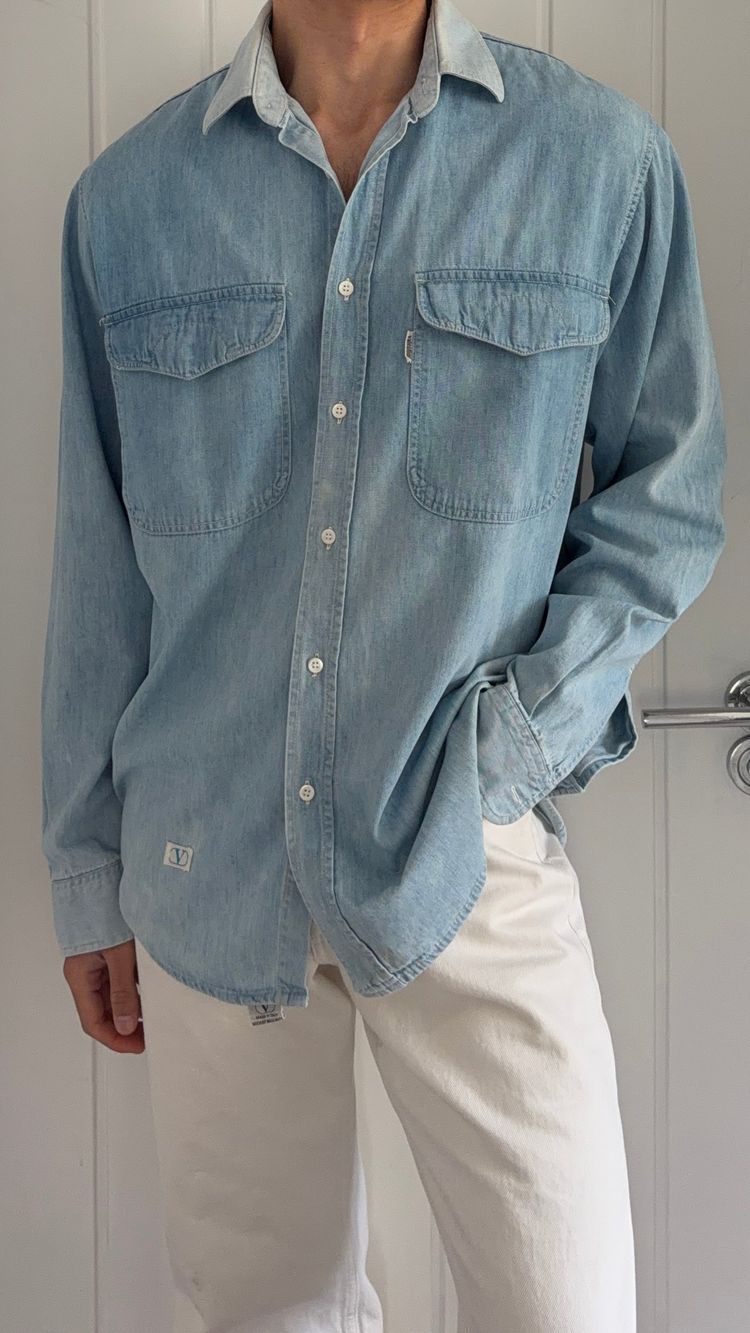 Valentino 1980s Denim Cotton Shirt - Size M image 10