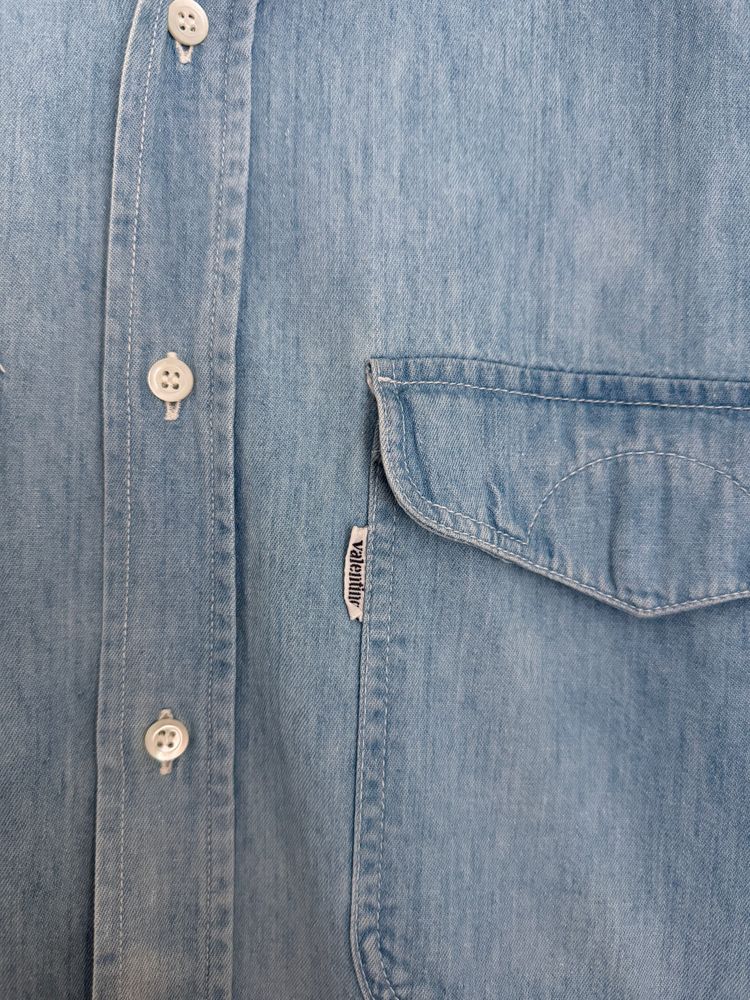 Valentino 1980s Denim Cotton Shirt - Size M image 9