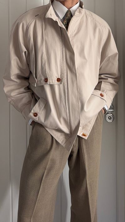 1990s Vintage Pleat Flap Cotton Swing Jacket - Size M