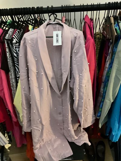 Light Pink Blazer With Pearl Embellishments