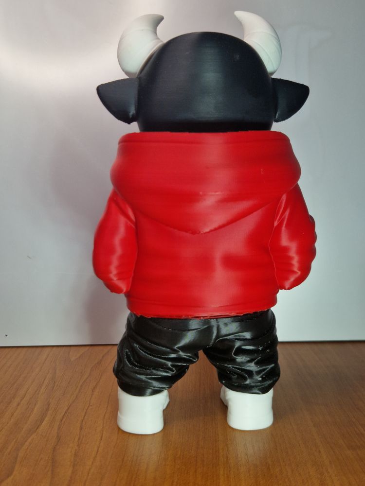 3d printed Chicago Bull Figurine With Red Hoodie And Black Pants image 2