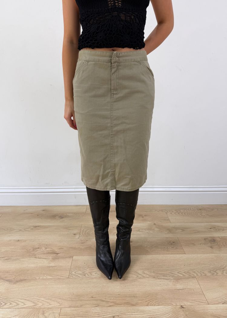 Immagine di small khaki ralph lauren cargo midi skirt 2
