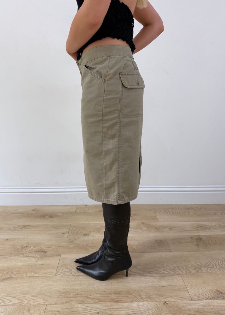 Immagine di small khaki ralph lauren cargo midi skirt 3