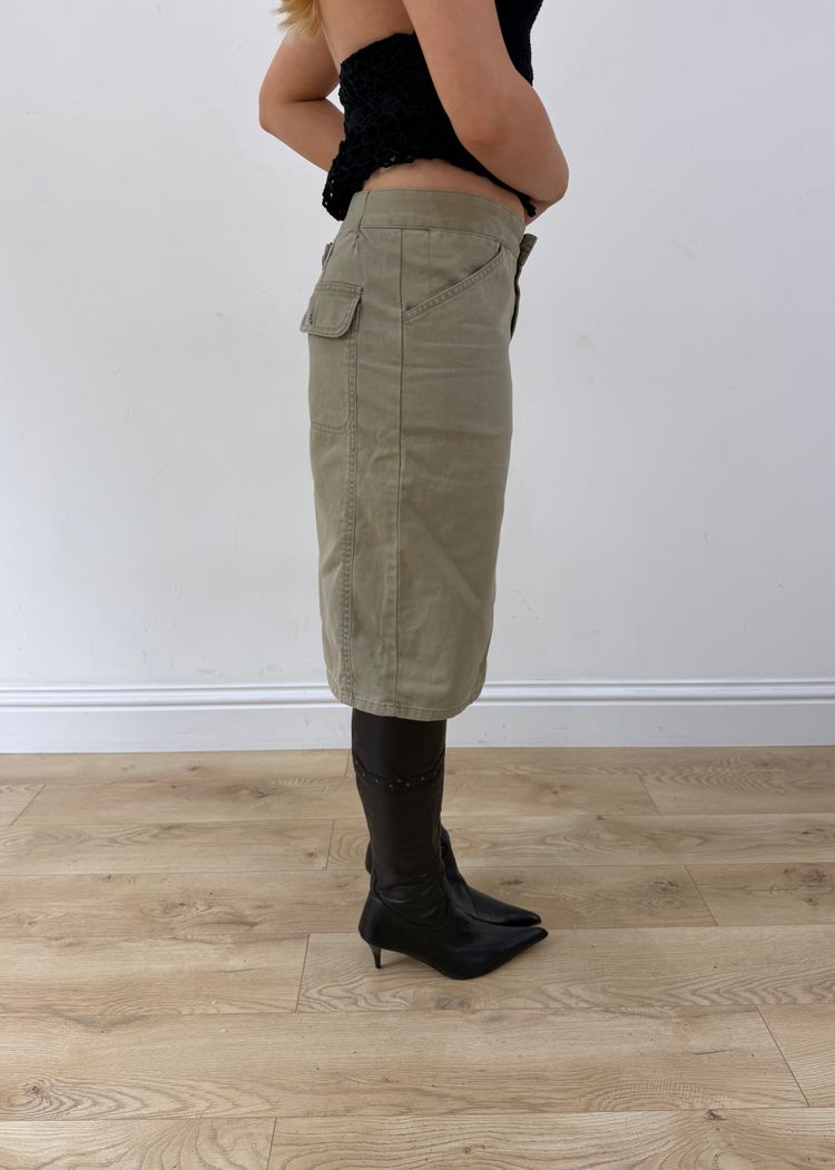 Immagine di small khaki ralph lauren cargo midi skirt 9