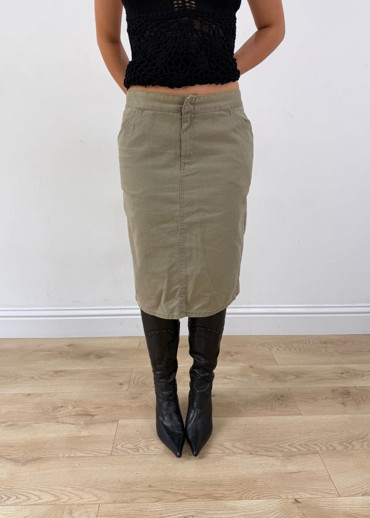 Immagine di small khaki ralph lauren cargo midi skirt 7