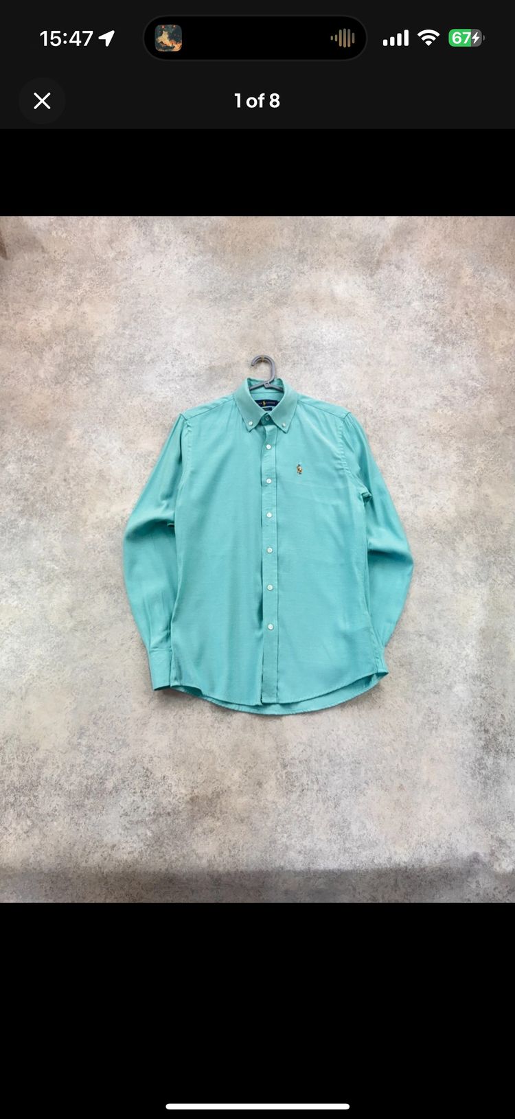 Ralph Lauren Shirt Men’s Large Turquoise Aqua Cotton Long Sleeve Slim Fit Casual
