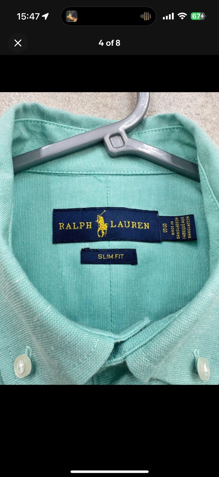 Ralph Lauren Shirt Men’s Large Turquoise Aqua Cotton Long Sleeve Slim Fit Casual obraz 2