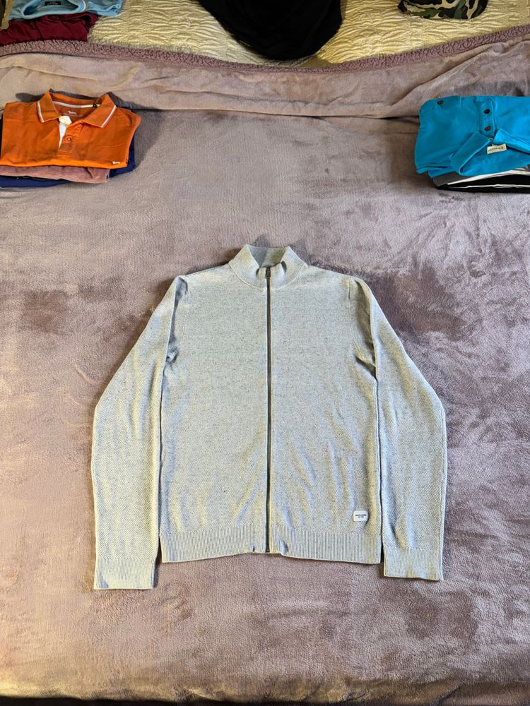 Jack & Jones Grey Zip-Up Sweater image 2