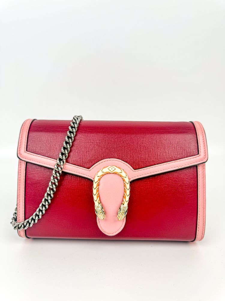 Gucci Red And Pink Leather Shoulder Bag