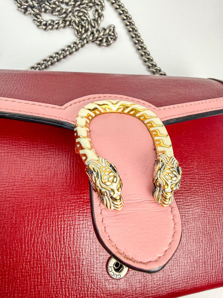 Gucci Red And Pink Leather Shoulder Bag 10