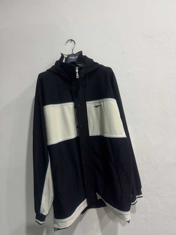 Black And White Hooded Jacket