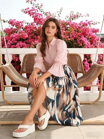 Pleated Abstract Print Maxi Skirt